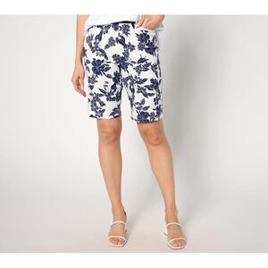 Susan Graver Women's Shorts Sz 4 Printed Uptown Bermuda Blue A644514
